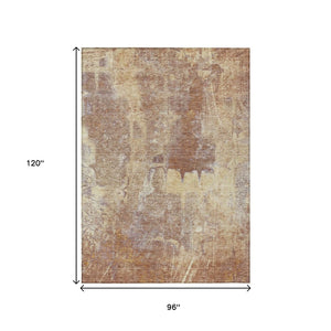 HomeRoots 8' X 10' Terra Cotta & Beige Abstract Area Rug - Stylish, Washable, Durable for Indoor & Outdoor Use 639386