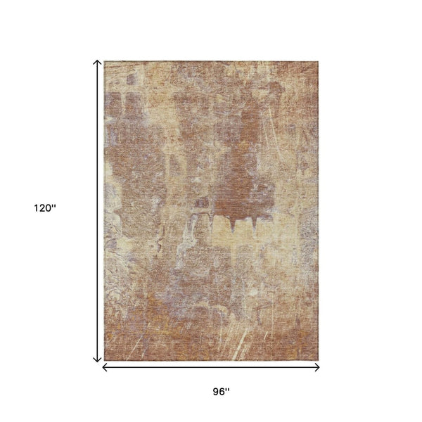 HomeRoots 8' X 10' Terra Cotta & Beige Abstract Area Rug - Stylish, Washable, Durable for Indoor & Outdoor Use 639386