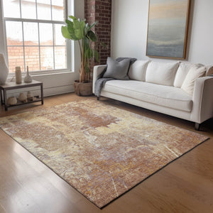 HomeRoots 8' X 10' Terra Cotta & Beige Abstract Area Rug - Stylish, Washable, Durable for Indoor & Outdoor Use 639386