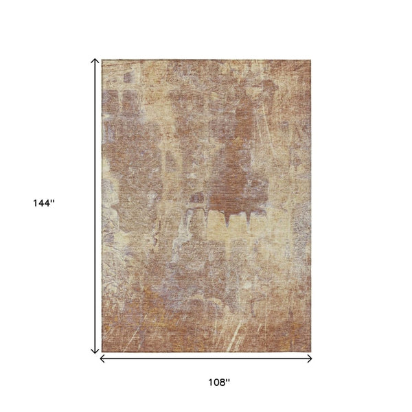 HomeRoots 9' X 12' Stylish Terra Cotta Beige Abstract Area Rug - Washable, Durable, Ideal for Indoor & Outdoor Use 639387
