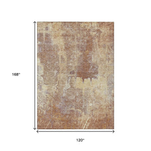 HomeRoots 10' X 14' Terra Cotta & Beige Abstract Washable Area Rug for Indoor/Outdoor Elegance & Durability 639388