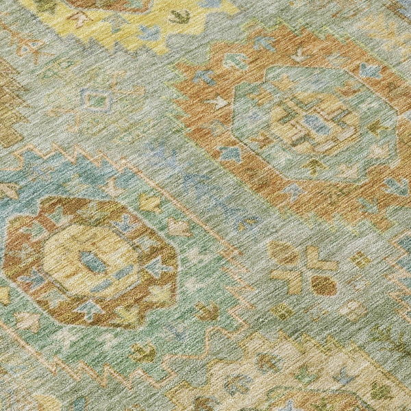 HomeRoots 10' Elegant Artichoke Green & Copper Medallion Indoor/Outdoor Area Rug - Washable & Durable Design 639394