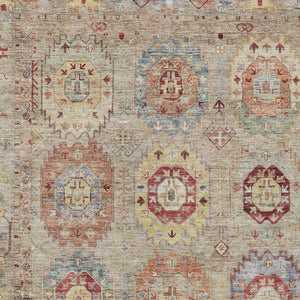 HomeRoots 5' X 8' Washable Beige, Red & Blue Medallion Area Rug - Perfect for Indoor & Outdoor Spaces! 639396