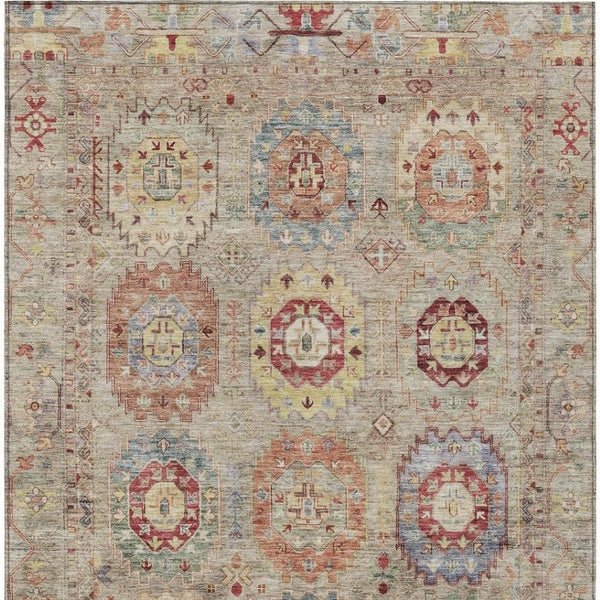 HomeRoots 8' X 10' Washable Medallion Area Rug - Durable, Stain-Resistant Design for Indoor & Outdoor Spaces 639398