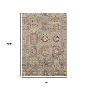 HomeRoots 8' X 10' Washable Medallion Area Rug - Durable, Stain-Resistant Design for Indoor & Outdoor Spaces 639398