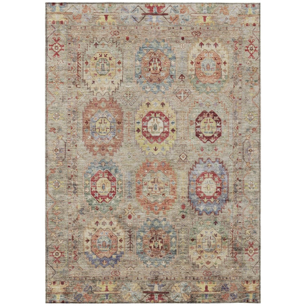 HomeRoots 8' X 10' Washable Medallion Area Rug - Durable, Stain-Resistant Design for Indoor & Outdoor Spaces 639398