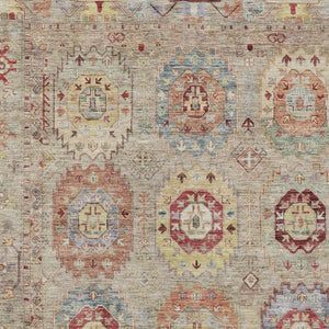 HomeRoots 9' Classic Medallion Indoor/Outdoor Area Rug in Beige, Red & Blue - Durable, Washable & Stylish! 639399