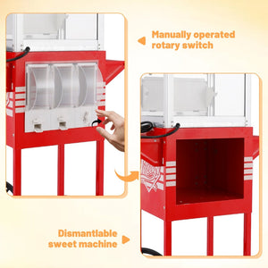 English Elm 12oz Retro Cart Popcorn Machine with Three Candy Dispensers for Parties W2841P392620