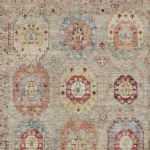 HomeRoots 10' Indoor Outdoor Washable Area Rug with Timeless Medallion Design in Beige, Red & Blue Tones 639400