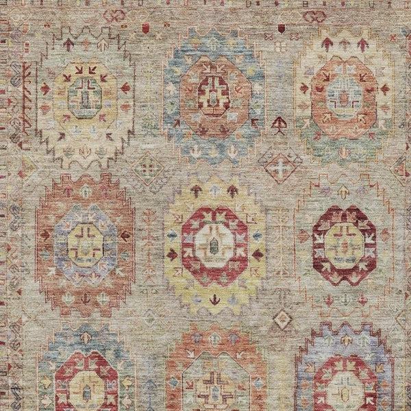 HomeRoots 10' Indoor Outdoor Washable Area Rug with Timeless Medallion Design in Beige, Red & Blue Tones 639400