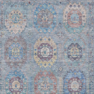 HomeRoots 10' Blue Wheat and Copper Medallion Washable Area Rug – Versatile Indoor/Outdoor Decor for Any Space 639406
