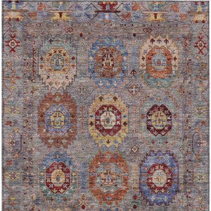 HomeRoots 5' Washable Gray Burgundy Gold Medallion Area Rug - Stylish Indoor/Outdoor Décor for Any Space 639408
