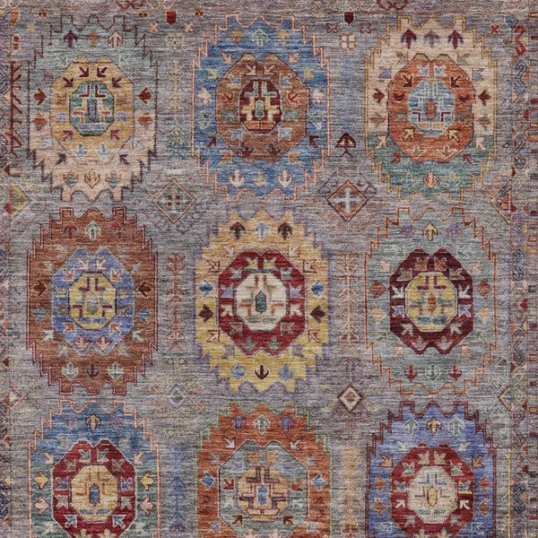 HomeRoots 5' Washable Gray Burgundy Gold Medallion Area Rug - Stylish Indoor/Outdoor Décor for Any Space 639408