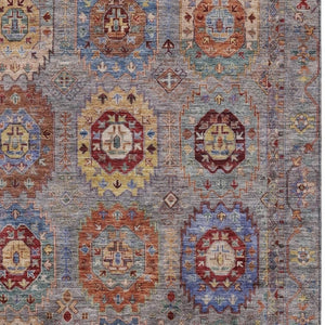 HomeRoots 8' Stylish Gray, Burgundy & Gold Medallion Washable Area Rug for Indoor/Outdoor High-Traffic Use 639410