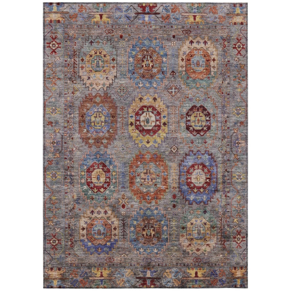 HomeRoots 10' Gray Burgundy and Gold Medallion Washable Rug – Durable, Stylish, Indoor/Outdoor Versatility! 639412