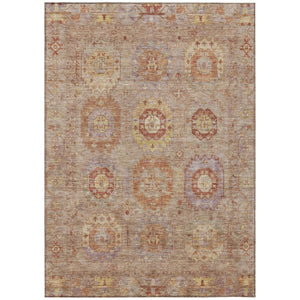 HomeRoots 5' X 8' Khaki Gold Burgundy Medallion Rug - Durable, Washable for Indoor & Outdoor Living Spaces 639414