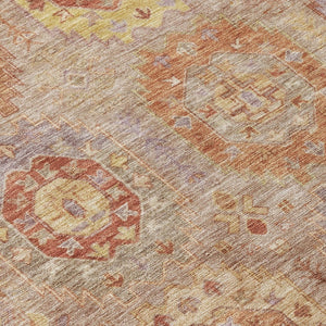 HomeRoots 5' X 8' Khaki Gold Burgundy Medallion Rug - Durable, Washable for Indoor & Outdoor Living Spaces 639414