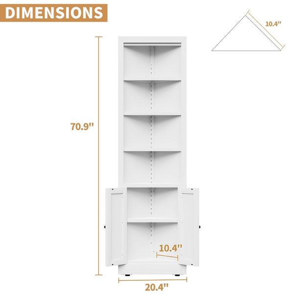 English Elm 71" Tall Corner Metal Cabinet with 5 Tiers Adjustable Shelves for Pantry or Bath W2735P428813