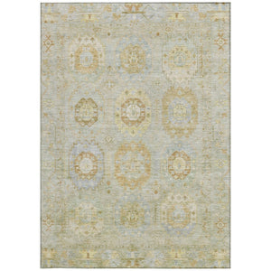 HomeRoots 5' X 8' Sage Green Medallion Washable Area Rug - Durable, Stylish for Indoor & Outdoor Use! 639420
