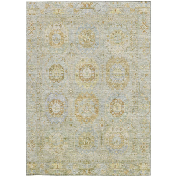 HomeRoots 5' X 8' Sage Green Medallion Washable Area Rug - Durable, Stylish for Indoor & Outdoor Use! 639420