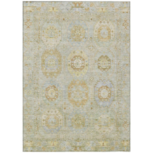 HomeRoots 5' X 8' Sage Green Medallion Washable Area Rug - Durable, Stylish for Indoor & Outdoor Use! 639420