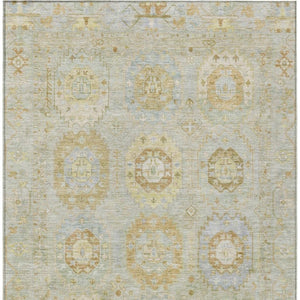 HomeRoots 5' X 8' Sage Green Medallion Washable Area Rug - Durable, Stylish for Indoor & Outdoor Use! 639420