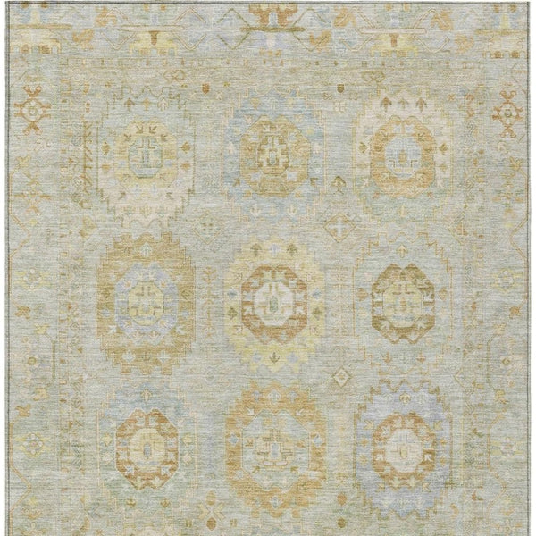 HomeRoots 5' X 8' Sage Green Medallion Washable Area Rug - Durable, Stylish for Indoor & Outdoor Use! 639420