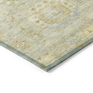 HomeRoots 8' X 10' Sage Wheat Medallion Indoor/Outdoor Rug - Durable, Washable, Perfect for High-Traffic Areas 639422