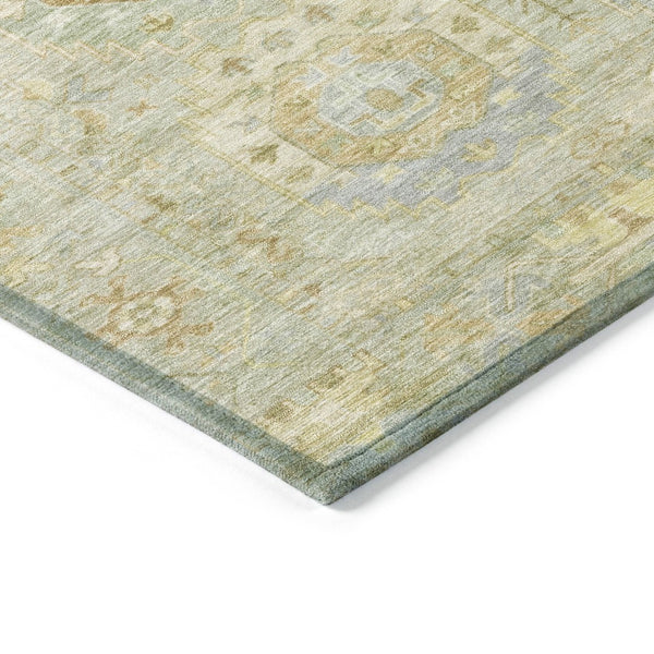 HomeRoots 9' X 12' Sage Medallion Area Rug - Washable, Durable Indoor/Outdoor Design for High-Traffic Spaces 639423