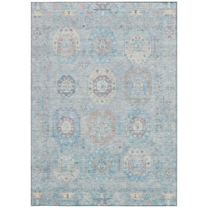 HomeRoots 5' X 8' Sky Blue Medallion Washable Area Rug for Indoor & Outdoor Spaces - Durable, Stylish & Easy Care 639426