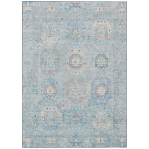 HomeRoots 5' X 8' Sky Blue Medallion Washable Area Rug for Indoor & Outdoor Spaces - Durable, Stylish & Easy Care 639426