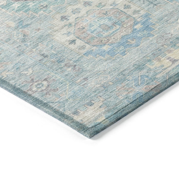 HomeRoots 5' X 8' Sky Blue Medallion Washable Area Rug for Indoor & Outdoor Spaces - Durable, Stylish & Easy Care 639426