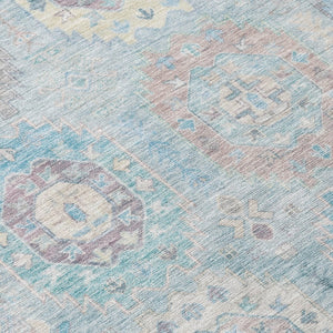 HomeRoots 5' X 8' Sky Blue Medallion Washable Area Rug for Indoor & Outdoor Spaces - Durable, Stylish & Easy Care 639426
