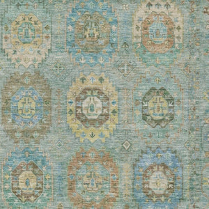 HomeRoots 10' Teal Blue, Gold & Copper Medallion Washable Area Rug - Durable for Indoor & Outdoor Use! 639436