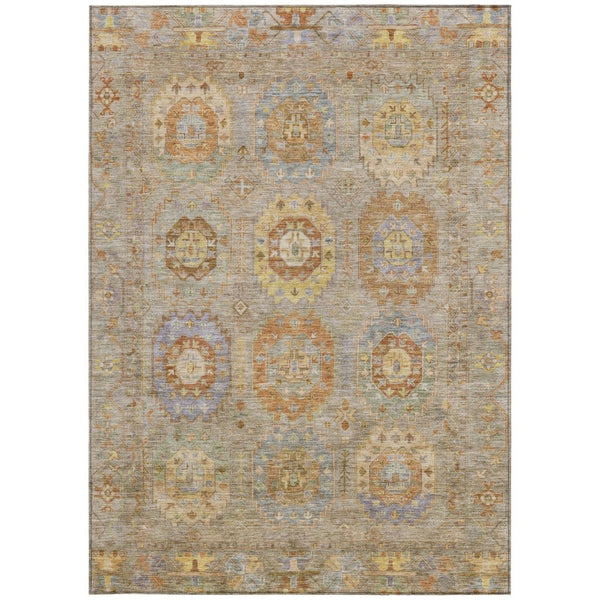 HomeRoots 9' X 12' Taupe Gold Lavender Medallion Area Rug - Washable, Durable, Stylish for Indoor & Outdoor Use 639441