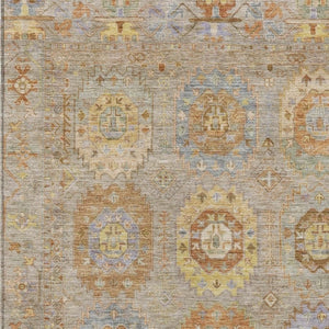 HomeRoots 10' Elegant Taupe, Gold & Lavender Medallion Area Rug – Washable, Durable for Indoor & Outdoor Use! 639442