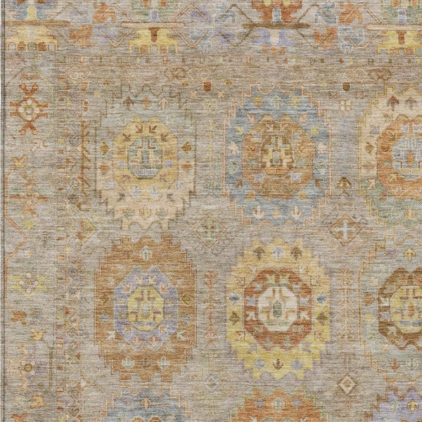 HomeRoots 10' Elegant Taupe, Gold & Lavender Medallion Area Rug – Washable, Durable for Indoor & Outdoor Use! 639442
