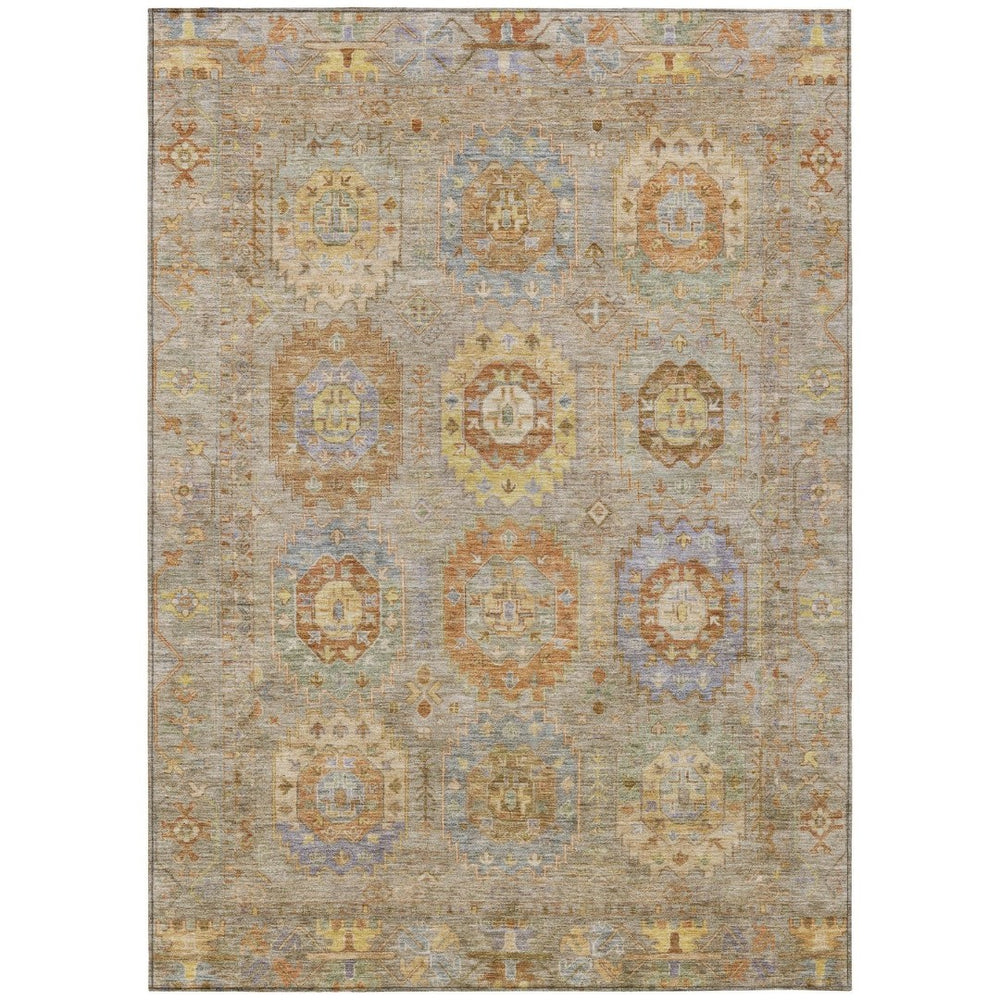 HomeRoots 10' Elegant Taupe, Gold & Lavender Medallion Area Rug – Washable, Durable for Indoor & Outdoor Use! 639442