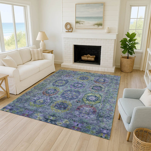 HomeRoots 5' X 8' Vibrant Medallion Area Rug – Washable Indoor/Outdoor Design, Durable & Stain-Resistant! 639444