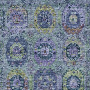 HomeRoots 8' X 10' Vibrant Green, Blue & Purple Medallion Area Rug - Washable, Durable for Indoors & Outdoors! 639446