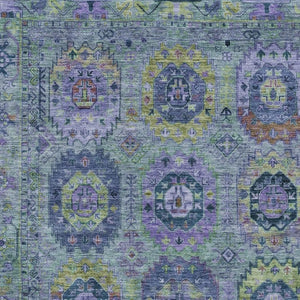 HomeRoots 8' X 10' Vibrant Green, Blue & Purple Medallion Area Rug - Washable, Durable for Indoors & Outdoors! 639446