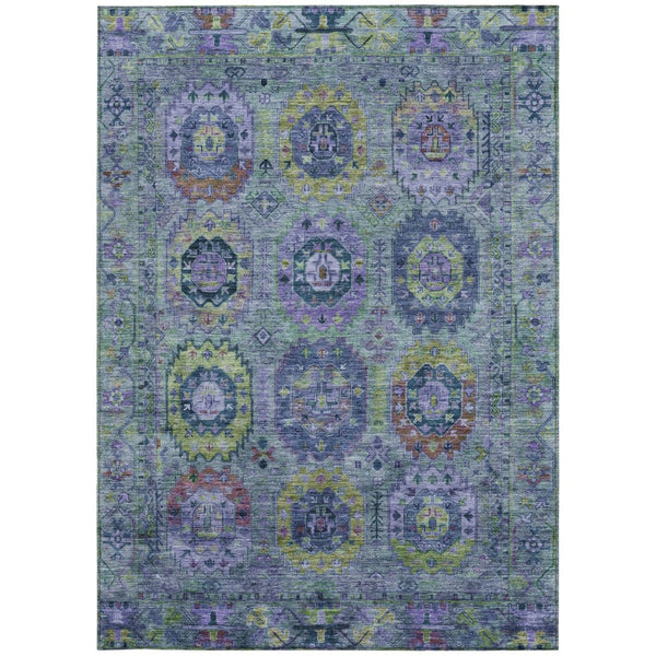 HomeRoots 9' Vibrant Medallion Indoor Outdoor Area Rug in Green, Blue & Purple - Durable & Machine Washable 639447