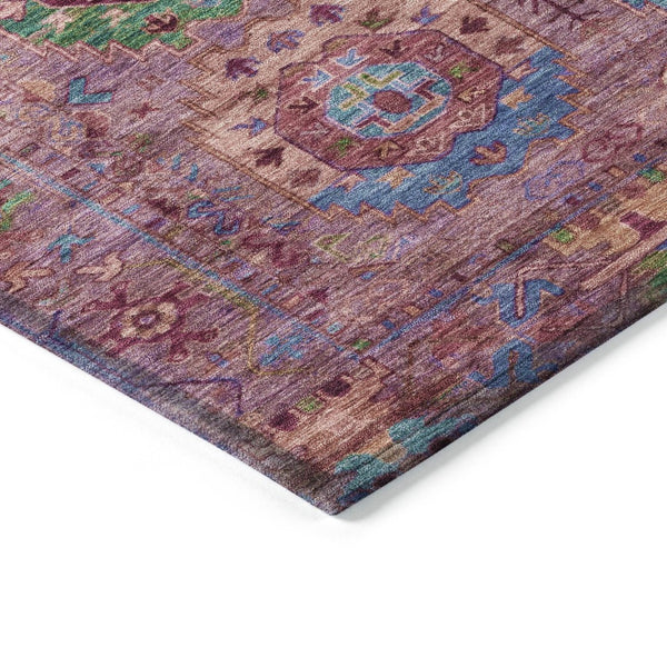 HomeRoots 5' X 8' Elegant Medallion Area Rug in Pink, Green & Mauve – Washable for Indoor/Outdoor Use! 639450