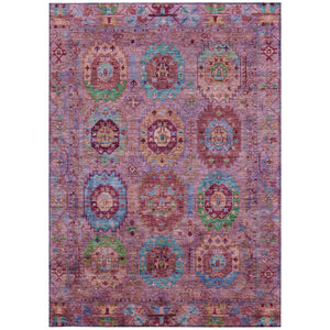 HomeRoots 5' X 8' Elegant Medallion Area Rug in Pink, Green & Mauve – Washable for Indoor/Outdoor Use! 639450