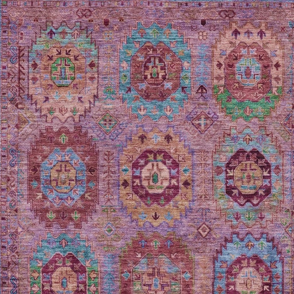HomeRoots 9' X 12' Washable Medallion Area Rug in Soft Pink, Green & Mauve – Perfect for Indoor & Outdoor Spaces! 639453