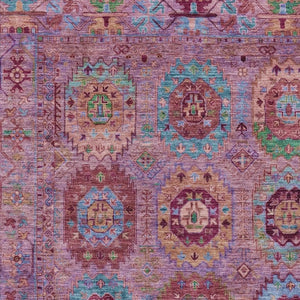 HomeRoots 9' X 12' Washable Medallion Area Rug in Soft Pink, Green & Mauve – Perfect for Indoor & Outdoor Spaces! 639453