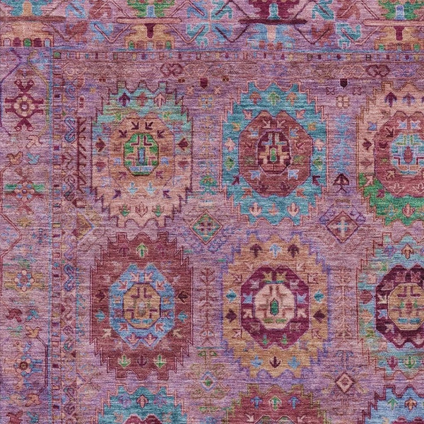 HomeRoots 9' X 12' Washable Medallion Area Rug in Soft Pink, Green & Mauve – Perfect for Indoor & Outdoor Spaces! 639453