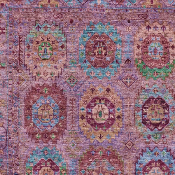 HomeRoots 10' Vibrant Medallion Area Rug in Pink, Green & Mauve - Washable, Stain-Resistant for Indoors & Outdoors! 639454