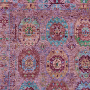 HomeRoots 10' Vibrant Medallion Area Rug in Pink, Green & Mauve - Washable, Stain-Resistant for Indoors & Outdoors! 639454