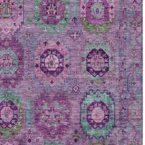 HomeRoots 8' Vibrant Medallion Area Rug – Purple, Teal, Blue & Green Washable for Indoor/Outdoor Style & Durability 639458